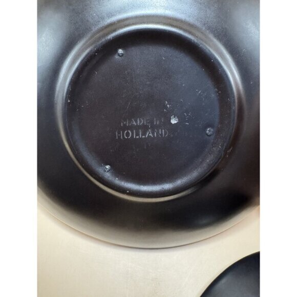 3 Small Huizen Vintage 1950s Onyx Black Collect Plates Ceramic, Made In Holland - Picture 6 of 8
